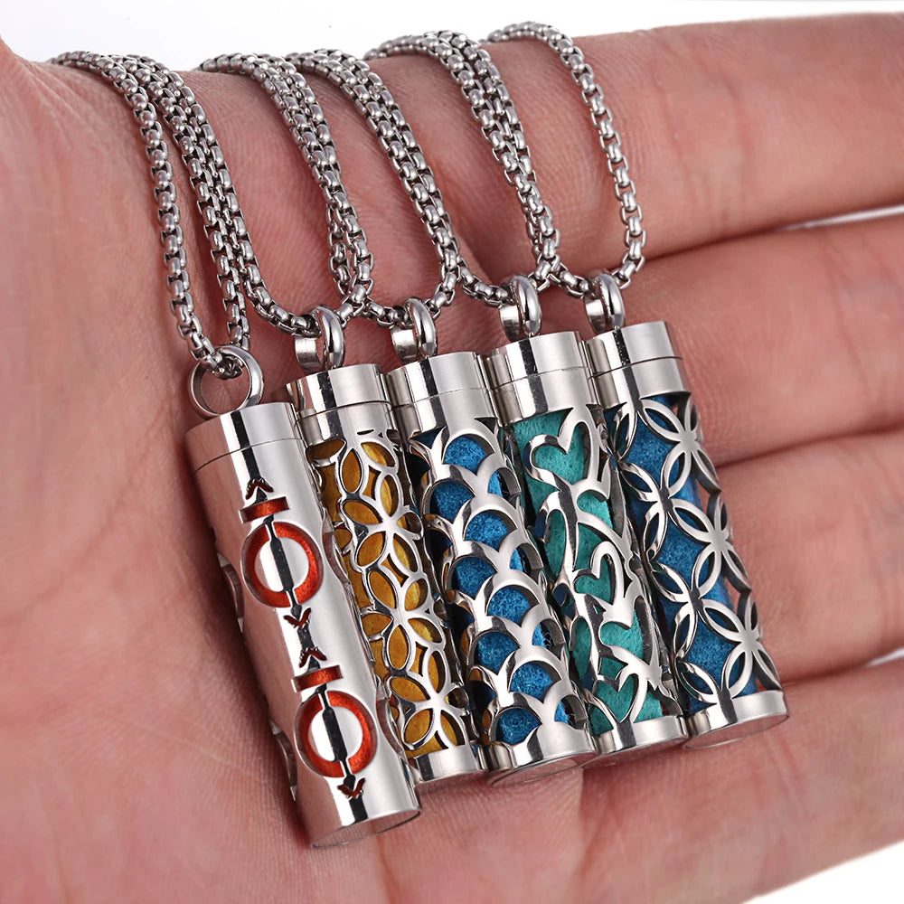 New Aromatherapy Diffuser Necklace 316L Stainless Steel Locket Perfume Essential Oil Diffuser Pendant Necklace DIY Aroma Jewelry